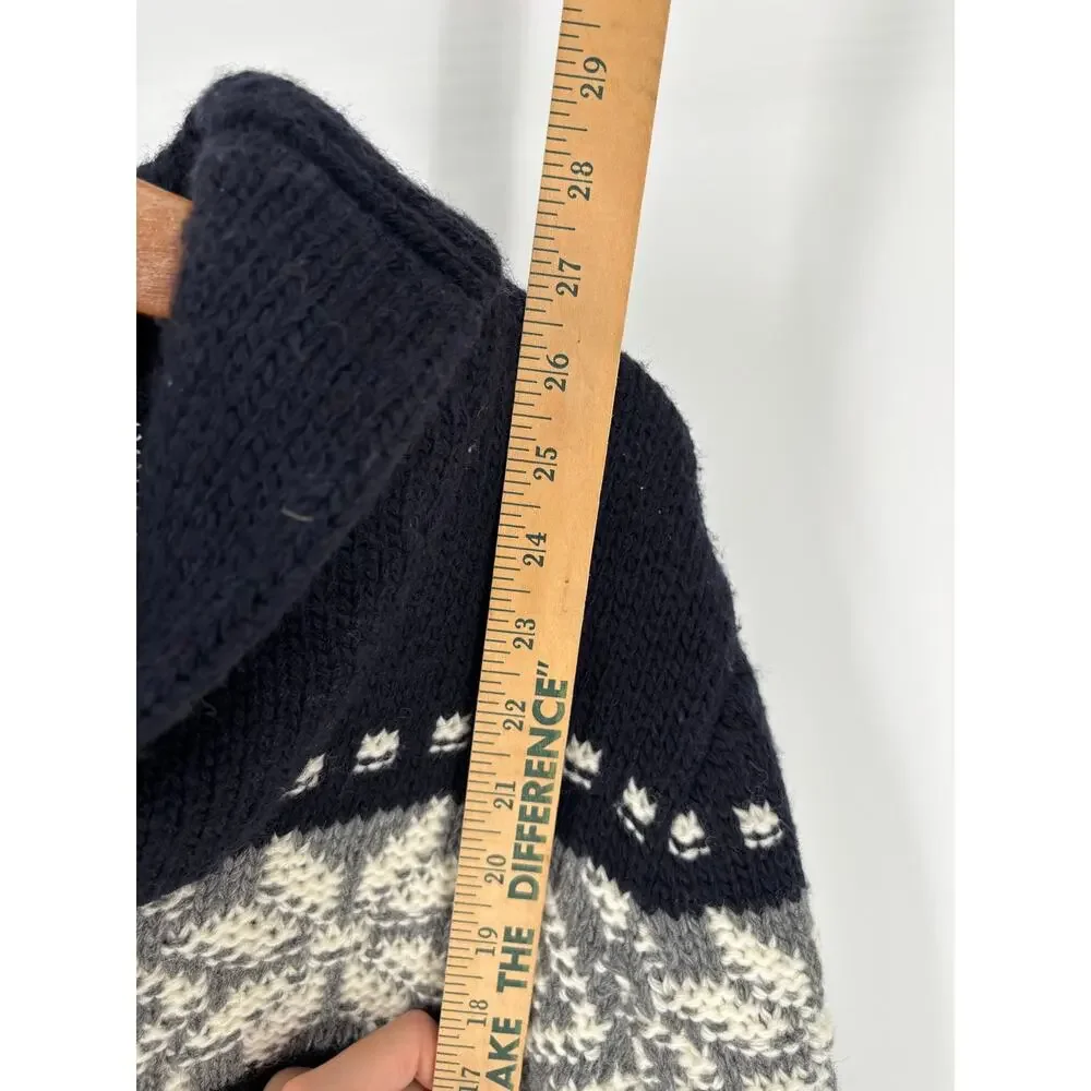 L’uomo Fair Isle Wool Blend Snowflake Sweater, Mens M, Made in Italy, Shawl Neck
